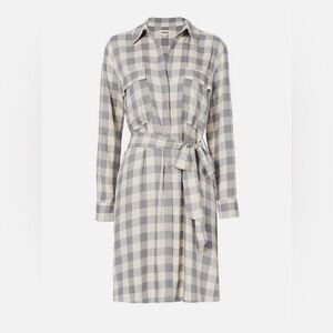 L'agence Womens Grey & White Collared Dress Size L